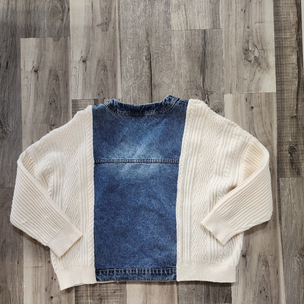 Vici Denim and Cream Cardigan Sweater - Picture 4 of 8